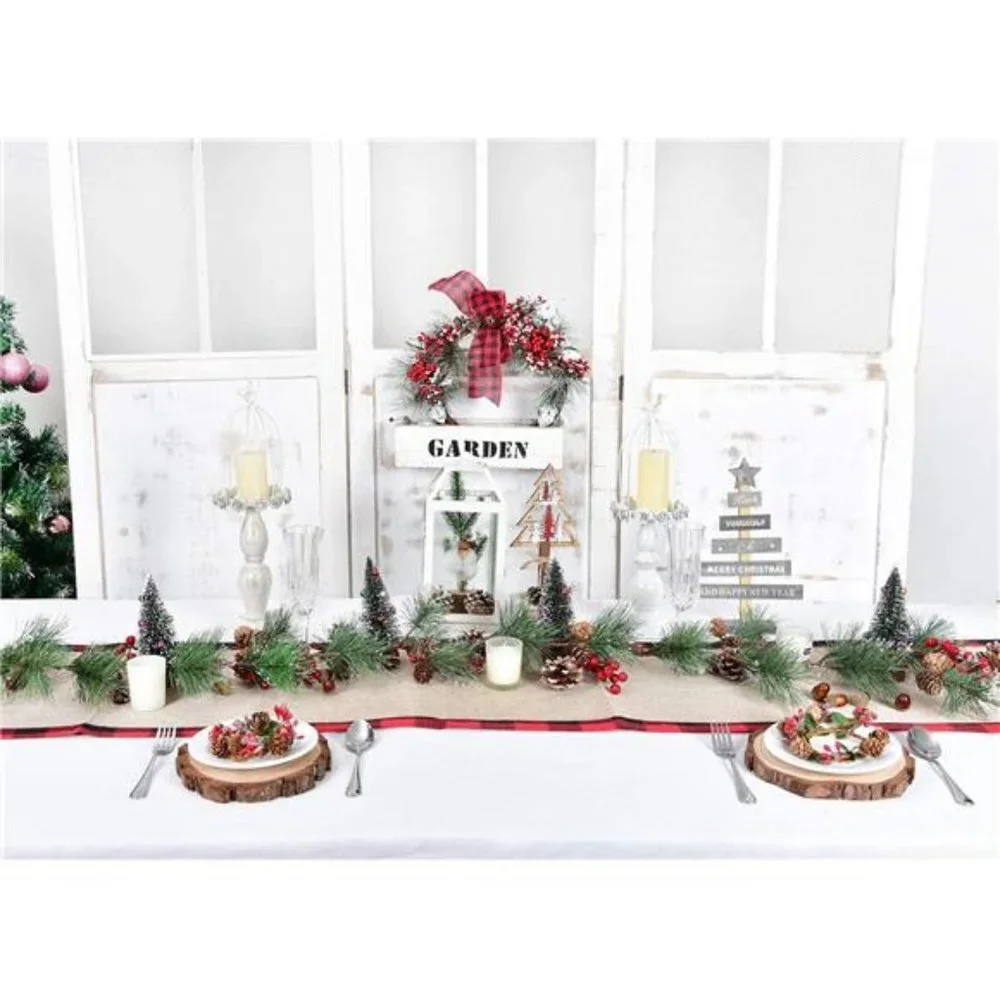 6 ft Christmas Pine Garland with Needles Berries Centerpiece Decoration